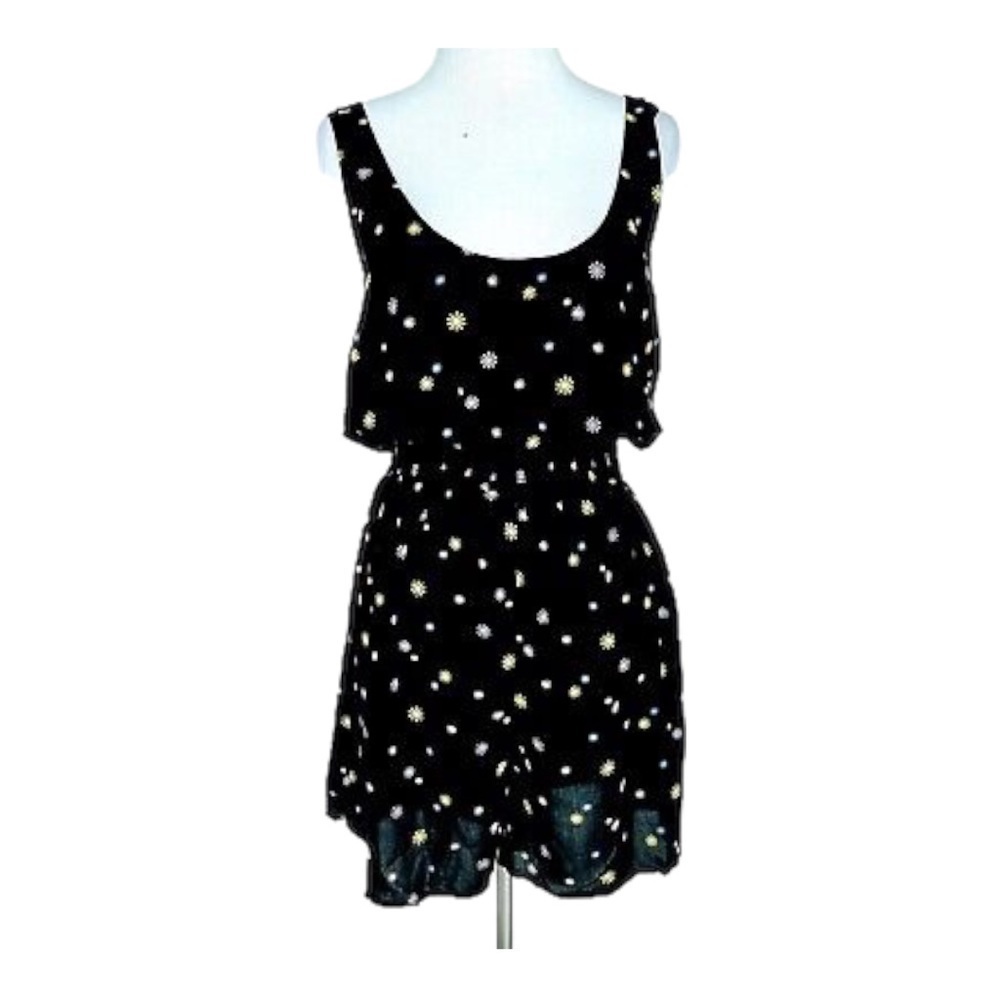 Abound black floral romper with smocked waist